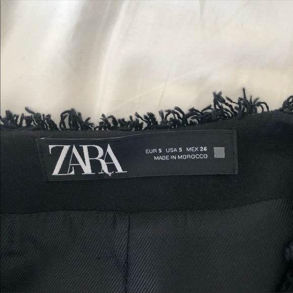 Zara Black Tweed Jacket V neck Blazer 2444 159 800 - Picture 5 of 9